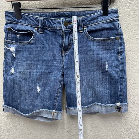 Womens Short Size 0 Jennifer Lopez Distressed Boyfriend Blue Jeans Denim Shorts - Picture 11 of 11